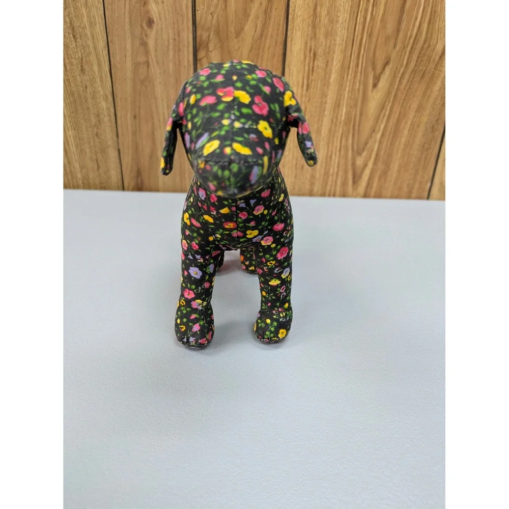 Cottagecore Floral Plush Dog Victoria's Secret PINK OS Peace Graphic Black OS - Picture 6 of 7
